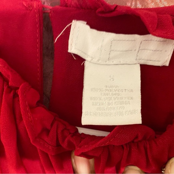 Ruby Red Ruffle-Sleeved Rhinestone Blouse - Picture 8 of 8